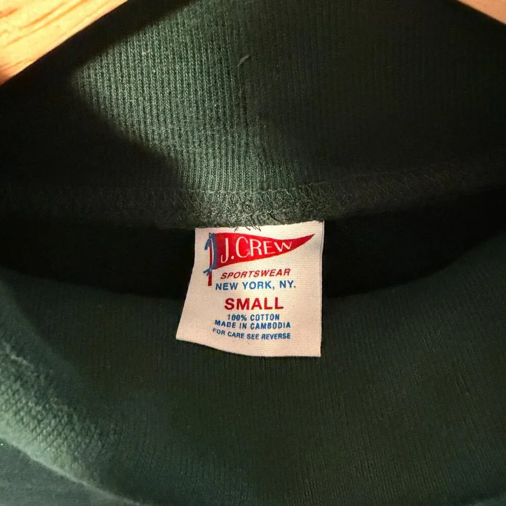 J. Crew French Terry Mockneck Sweatshirt Small - Green Relaxed Fit